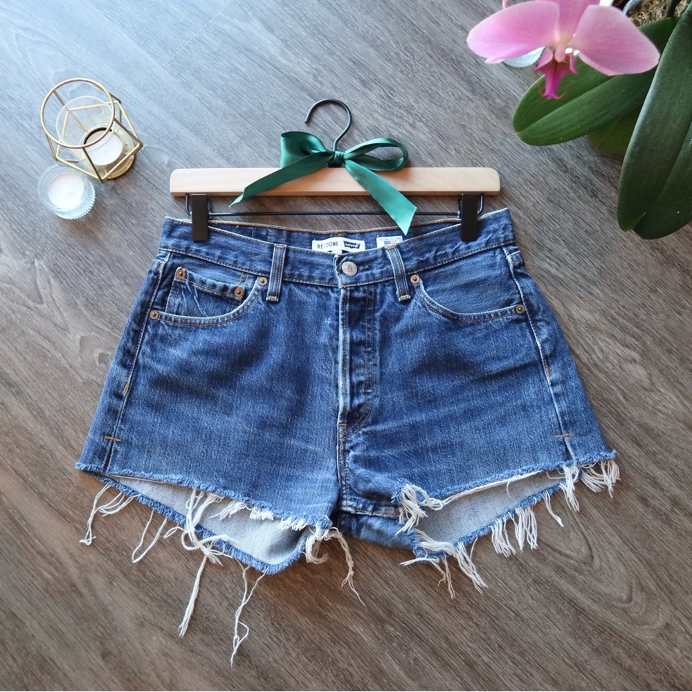RE/DONE x Levi’s Denim Cutoff Shorts, Medium Blue 🌴
